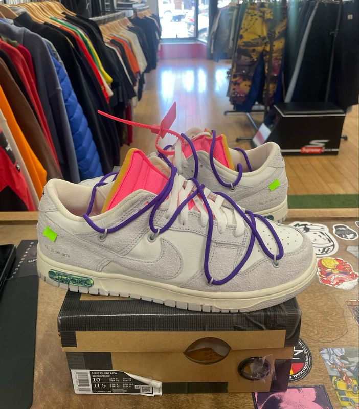 Pre Owned Nike Dunk Low Off-White Lot 15 Size 10