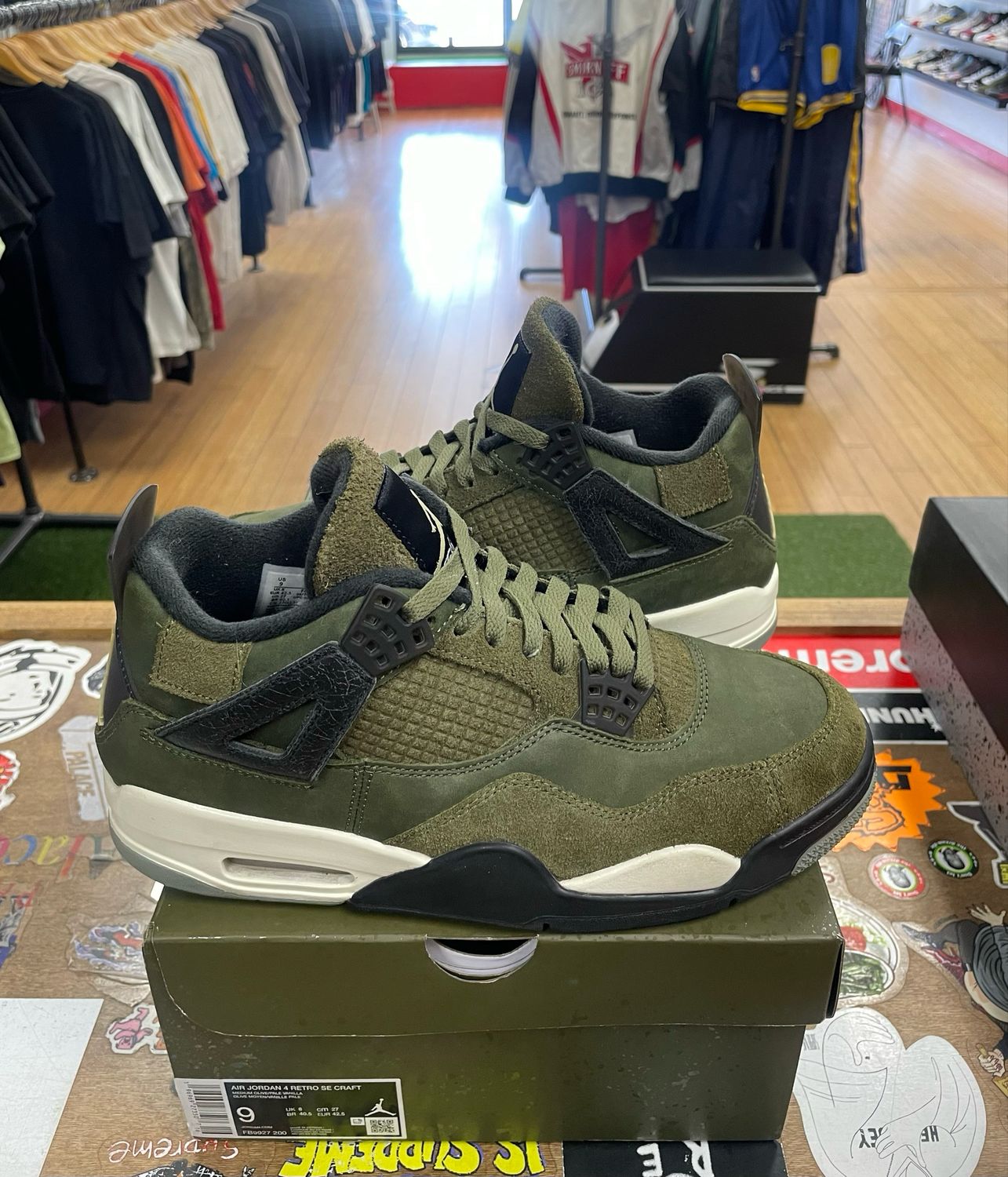 Pre Owned Jordan 4 Retro SE Craft Medium Olive Size 9