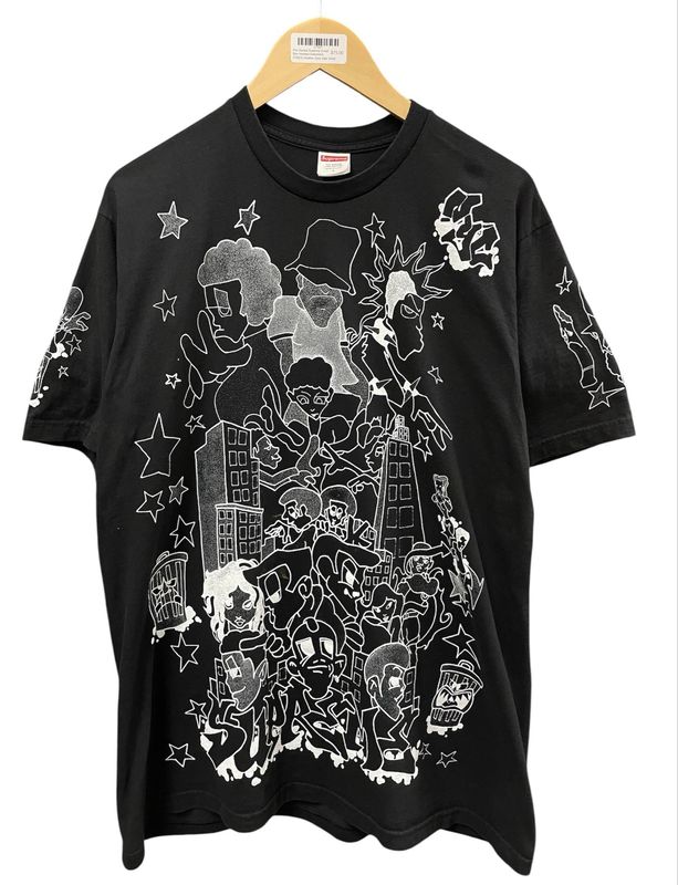 Supreme Downtown Tee Black Size L (WORN)