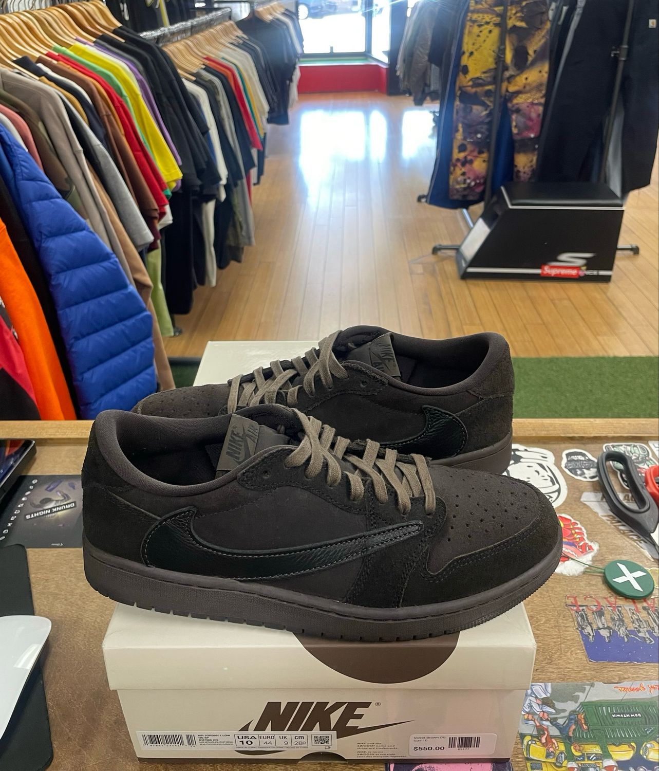 Pre Owned Jordan 1 Retro Low OG SP Travis Scott Velvet Brown Size 10