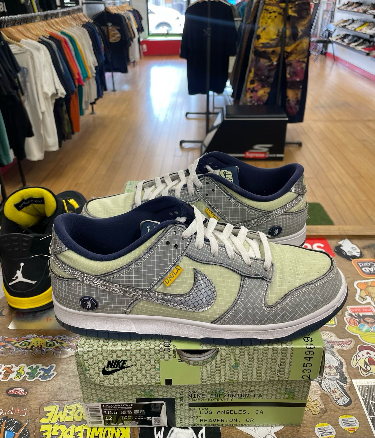 Pre Owned Nike Dunk Low Union Passport Pack Pistachio Size 10.5