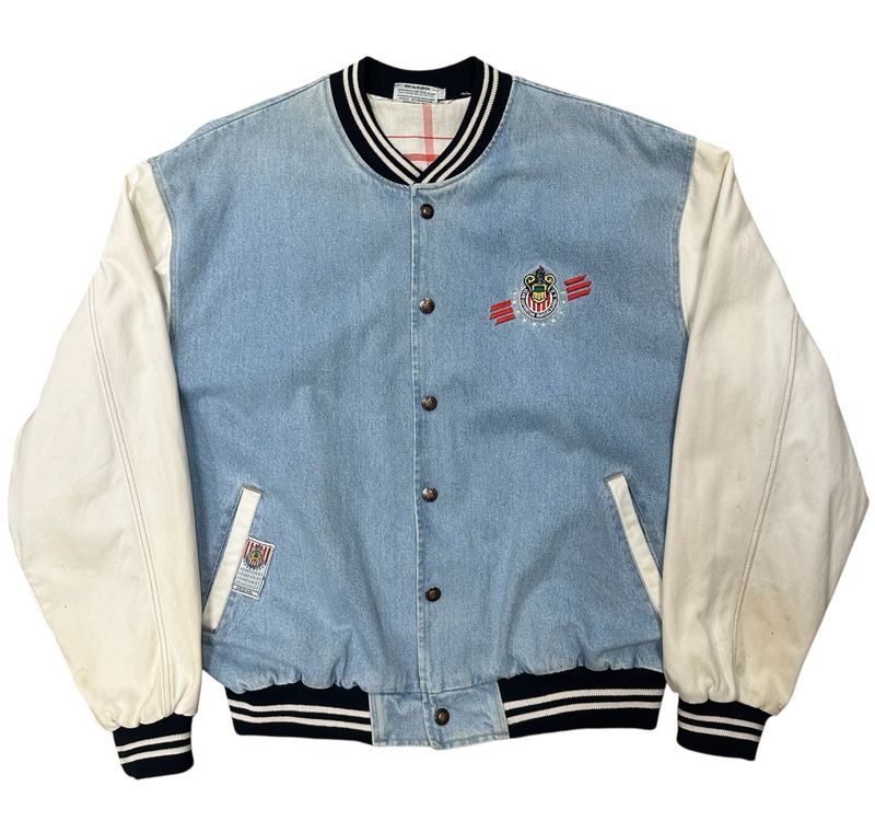 Vtg 90&#39;s Guadalajara Varsity Denim Jacket