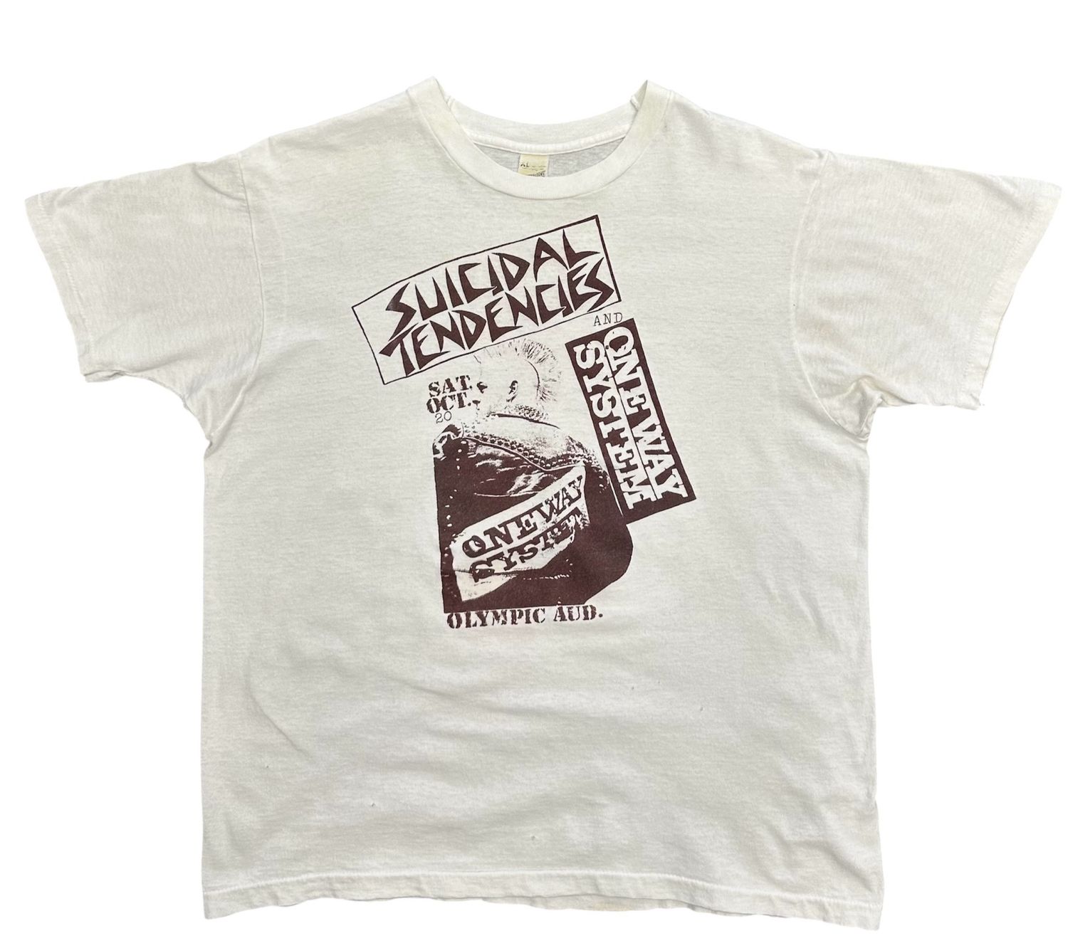 Vtg 80&#39;s Suicidal Tendencies and One Way System Punk Tee (20x26)