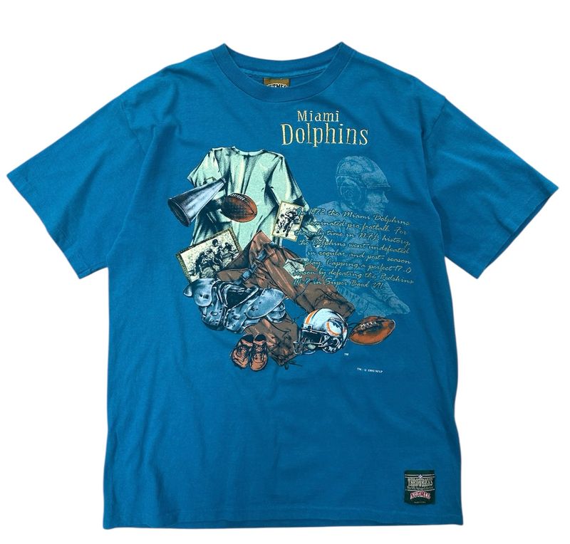 Vtg 90&#39;s Miami Dolphins Nutmeg Tee Size Large