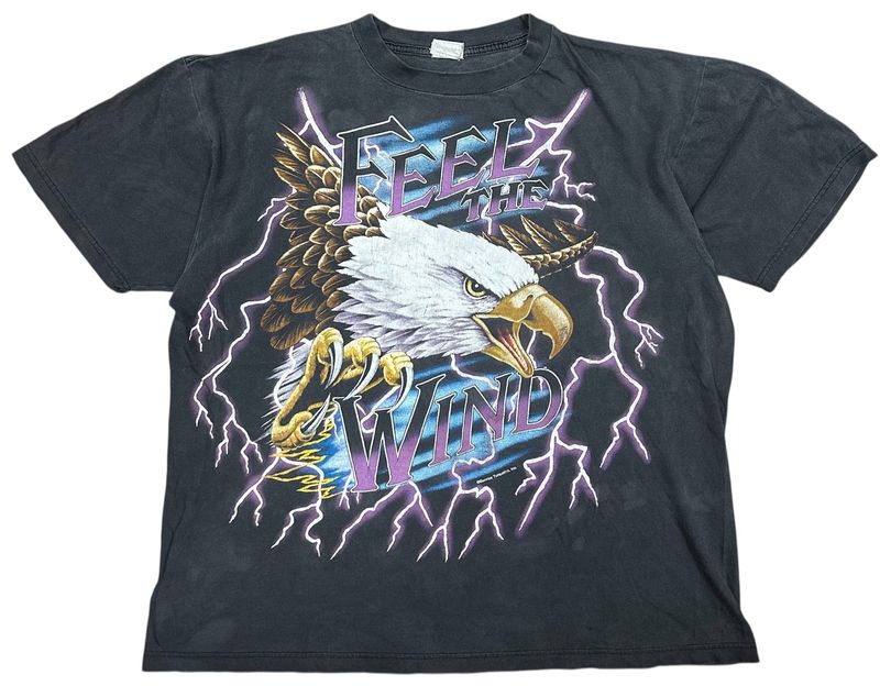 Vtg Feel The Wind American Thunder Tee 27x31