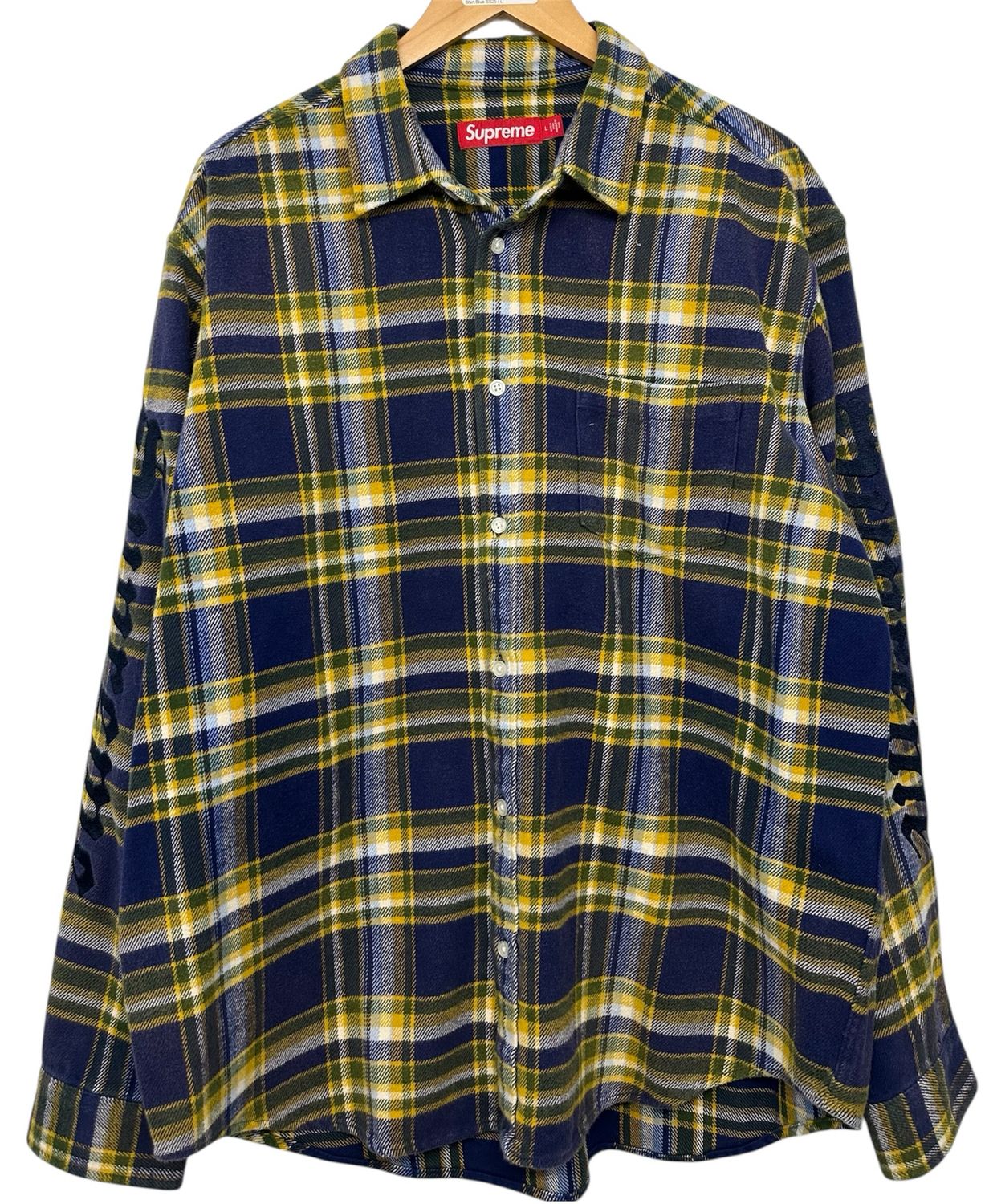 New  Supreme Old English Plaid Flannel Shirt Blue SS25