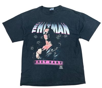 Vtg Bret Hart &quot;The Hitman&quot; Wrestling Tee 25x32