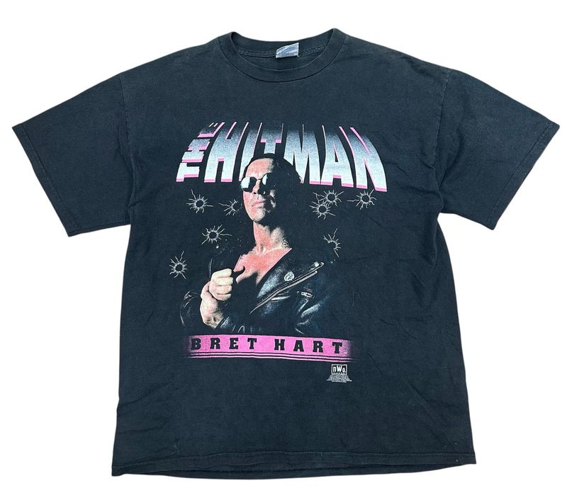 Vtg Bret Hart &quot;The Hitman&quot; Wrestling Tee 25x32