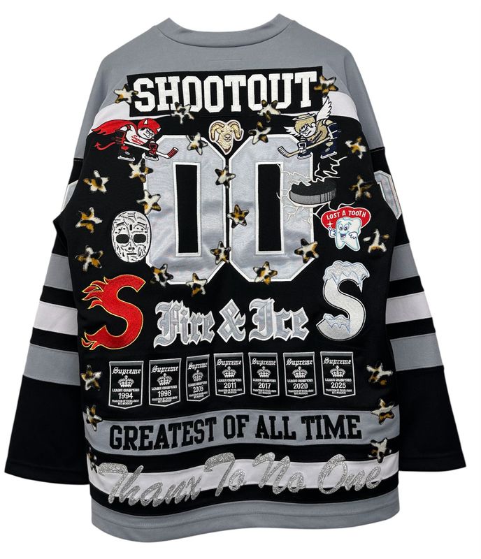Supreme Fire &amp; Ice Hockey Jersey Black Size Large (NEW)