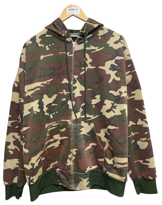 Vintage 80&#39;s Camo Thermal Lined Zip Up Hoodie Size Large