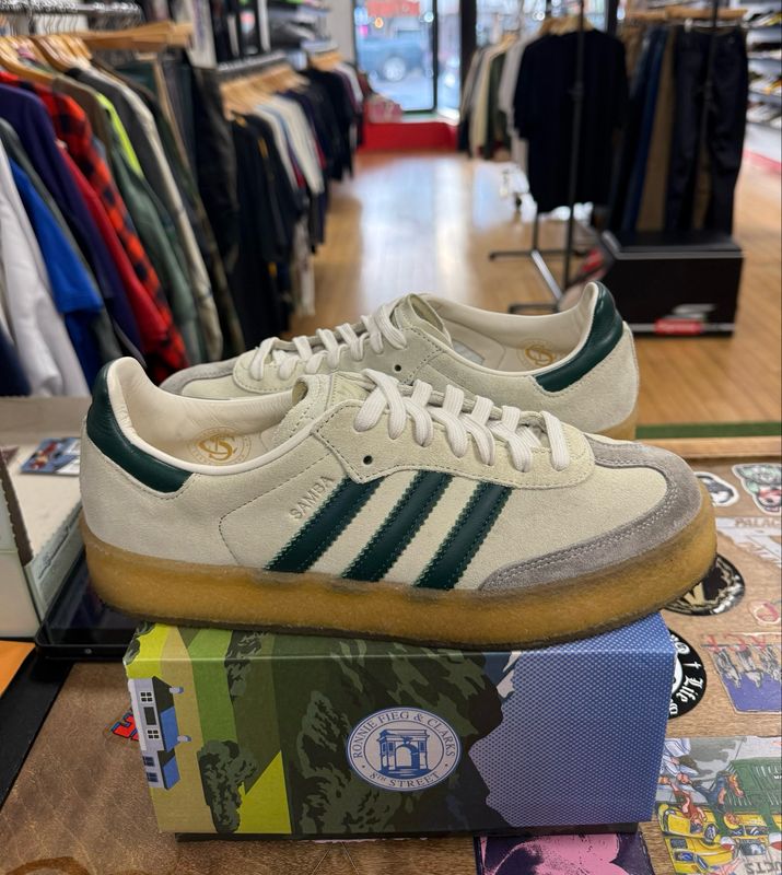 Pre Owned adidas Clarks 8th Street Samba by Ronnie Fieg Chalk White Green Size 9