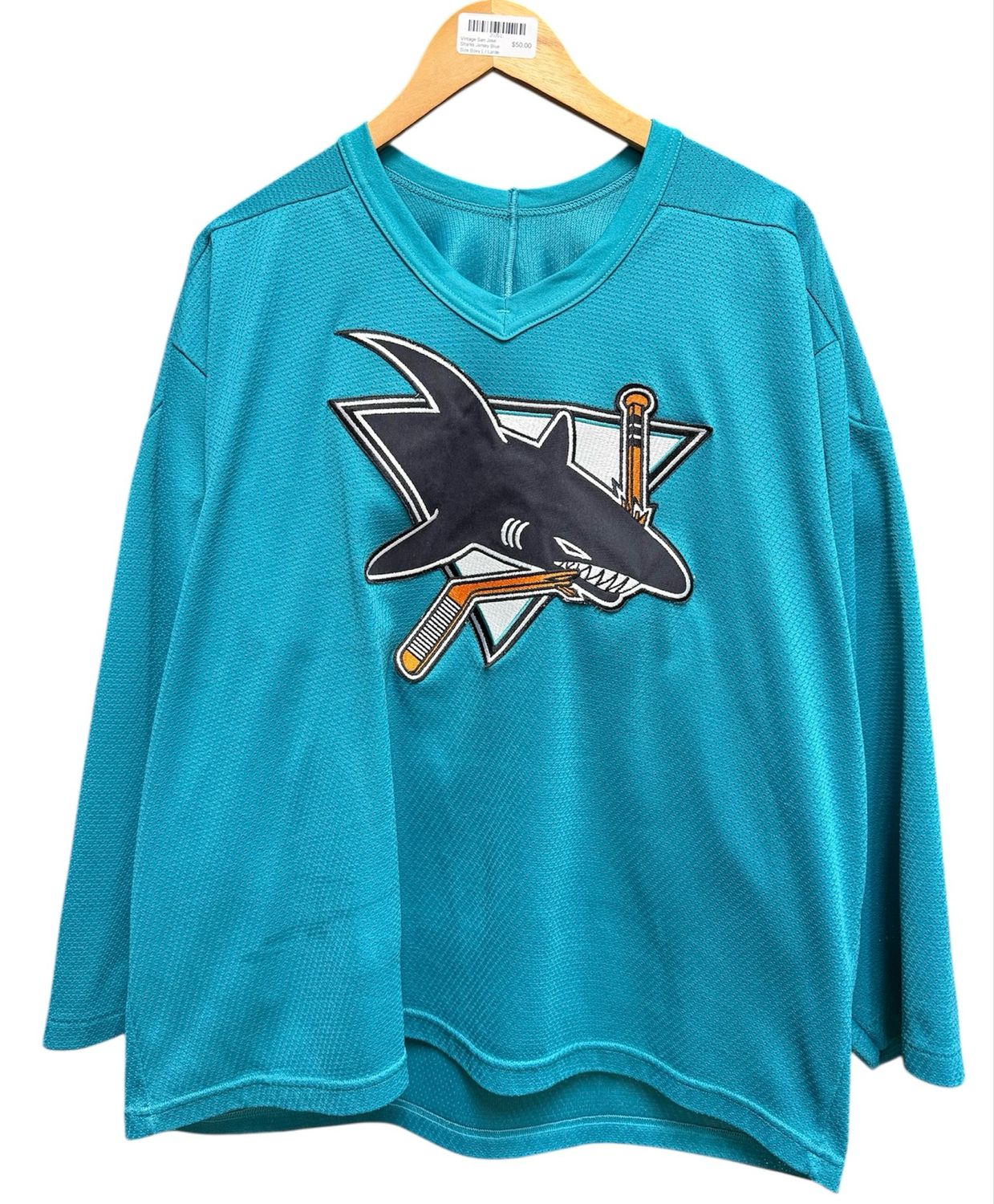Vintage San Jose Sharks Jersey Blue Size Boxy L