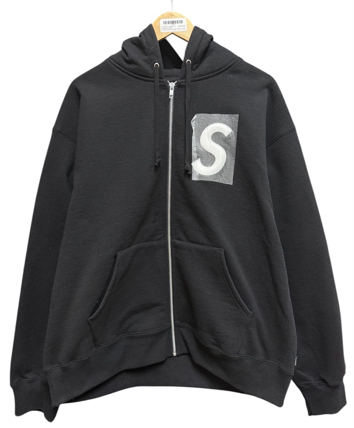 Supreme S Logo Zip Up Hooded Sweatshirt (FW25) Black Size Large (NEW)