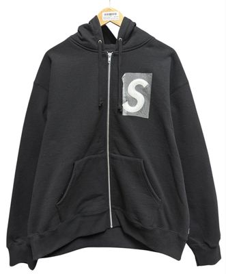 Supreme S Logo Zip Up Hooded Sweatshirt (FW25) Black Size Large (NEW)