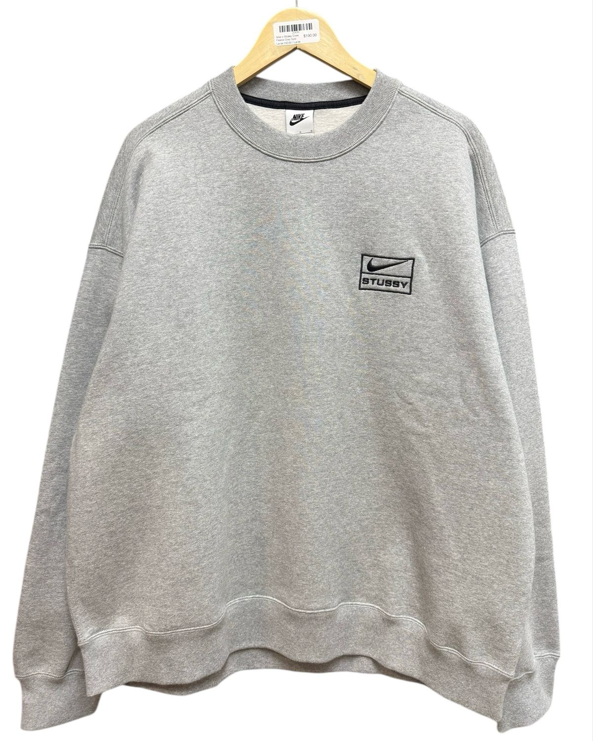 Nike x Stussy Crew Fleece Grey Size Large (NEW)