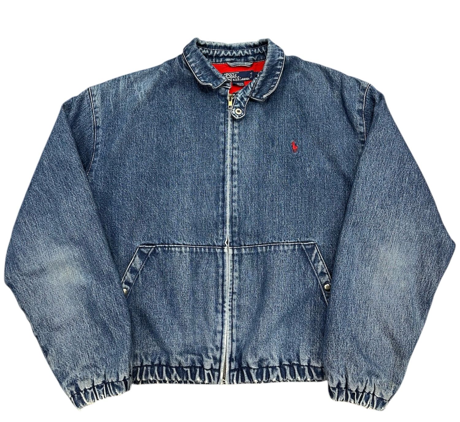 Vintage Polo Ralph Lauren Harrington Denim Jacket Size Large