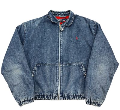 Vintage Polo Ralph Lauren Harrington Denim Jacket Size Large