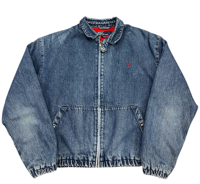 Vintage Polo Ralph Lauren Harrington Denim Jacket Size Large