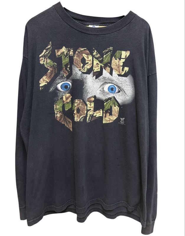 Vtg WWF Stone Cold Camo Spellout Long Sleeve Size 2XL