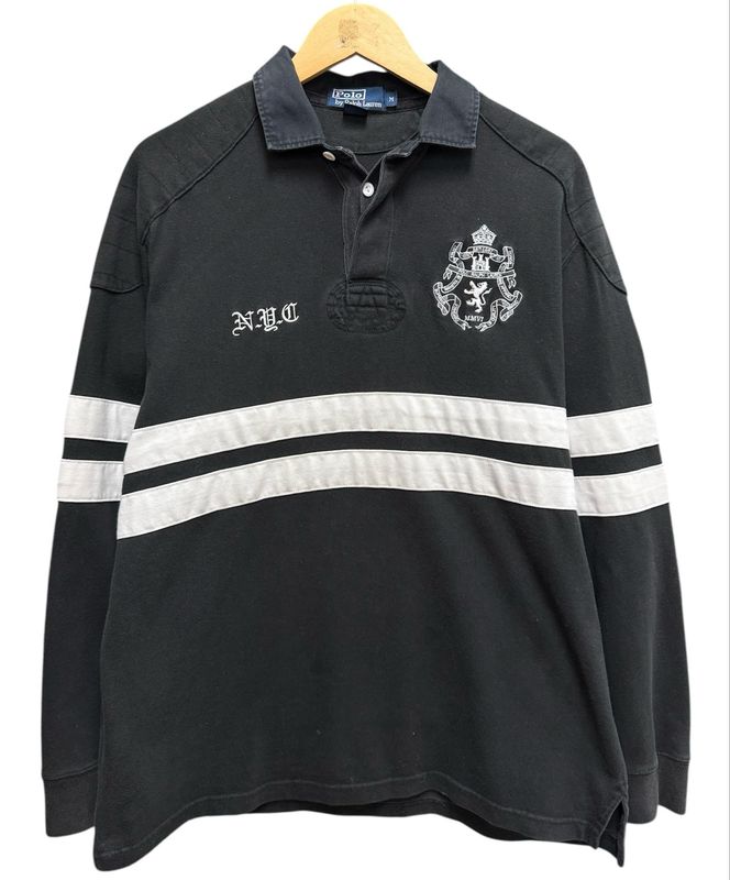 Vtg 90's Polo Ralph Lauren Rugby NYC Long Sleeve Shirt Size M