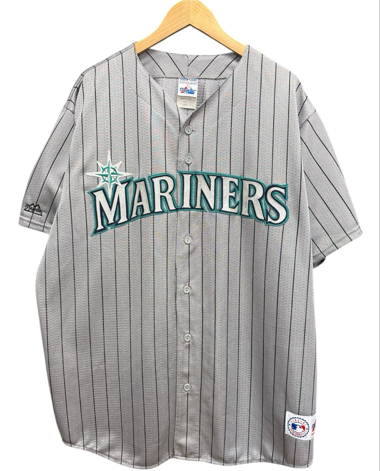 Vtg Grey Pinstripe Seattle Mariners Majestic Baseball Jersey Size 2XL