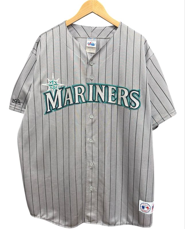 Vtg Grey Pinstripe Seattle Mariners Majestic Baseball Jersey Size 2XL