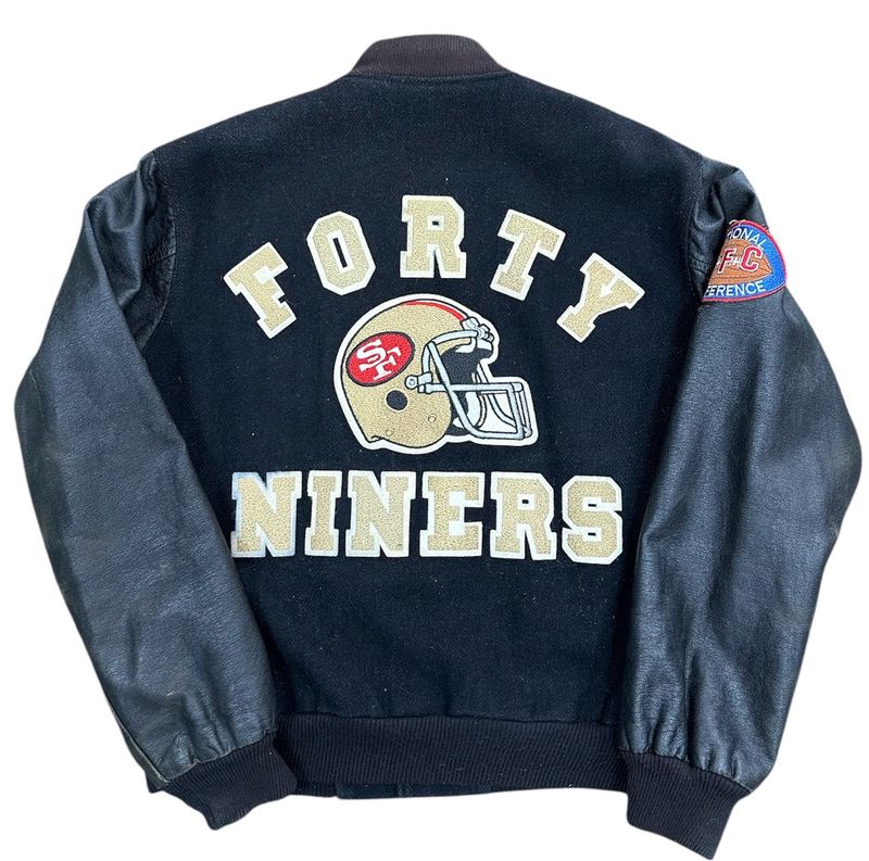 Vintage 80's 49ers Chalkline Leather Varsity Jacket Size L