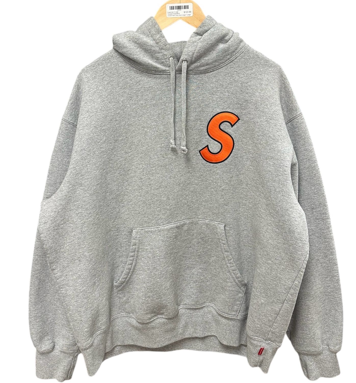 Supreme S Logo Hooded Sweatshirt (SS25) Ash Grey Size Large