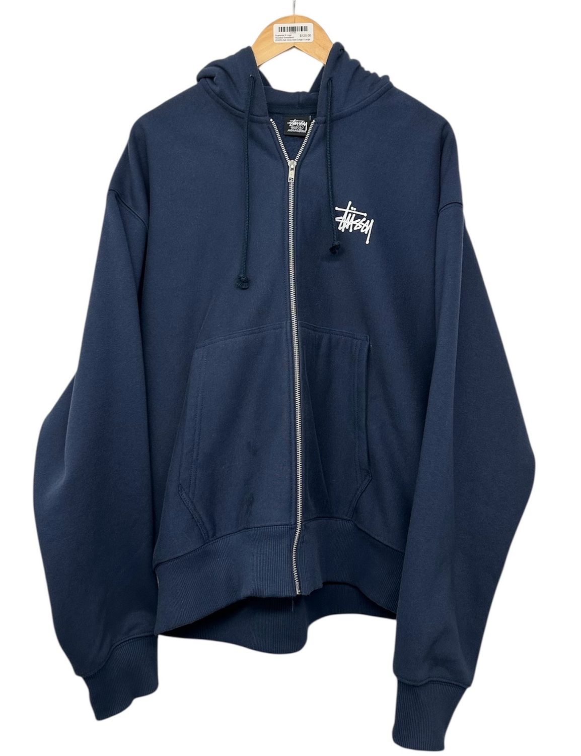 BASIC STÜSSY ZIP HOODIE Navy Size L