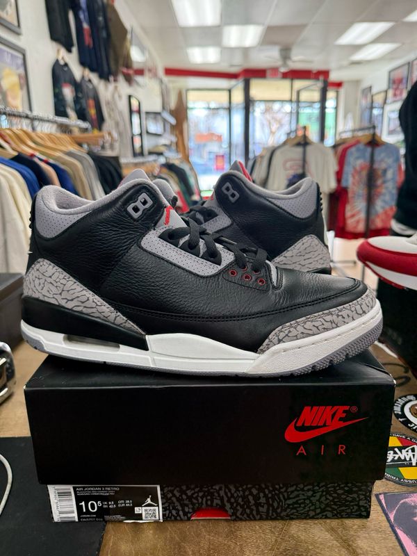Pre Owned Jordan 3 Retro OG Black Cement (2024) Size 10.5