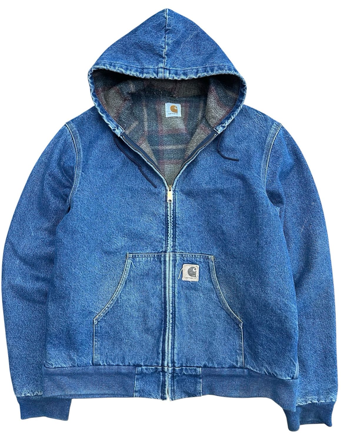 Vintage Carhartt Blanked Lined Denim Jacket Size XL 26x30