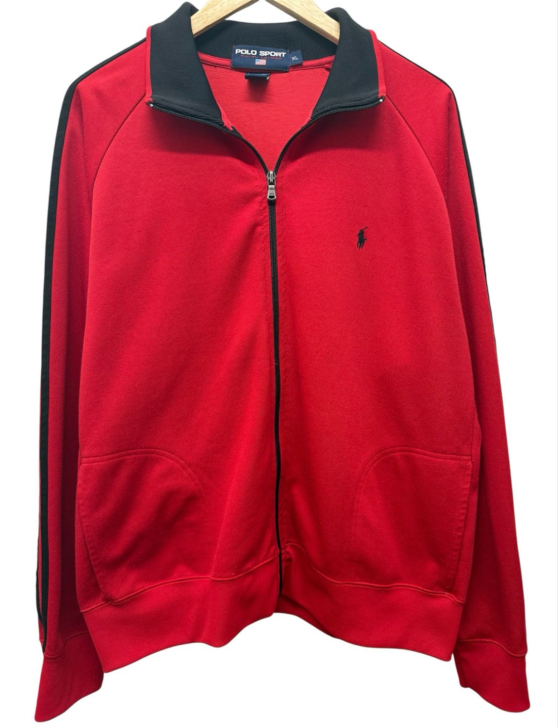 Vintage Polo Sport Red Black Track Jacket Size XL