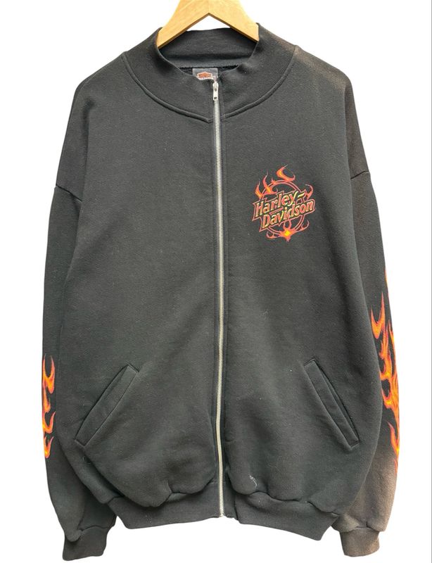 Vintage Harley Davidson Folsom Flame Zip-Up Size XL