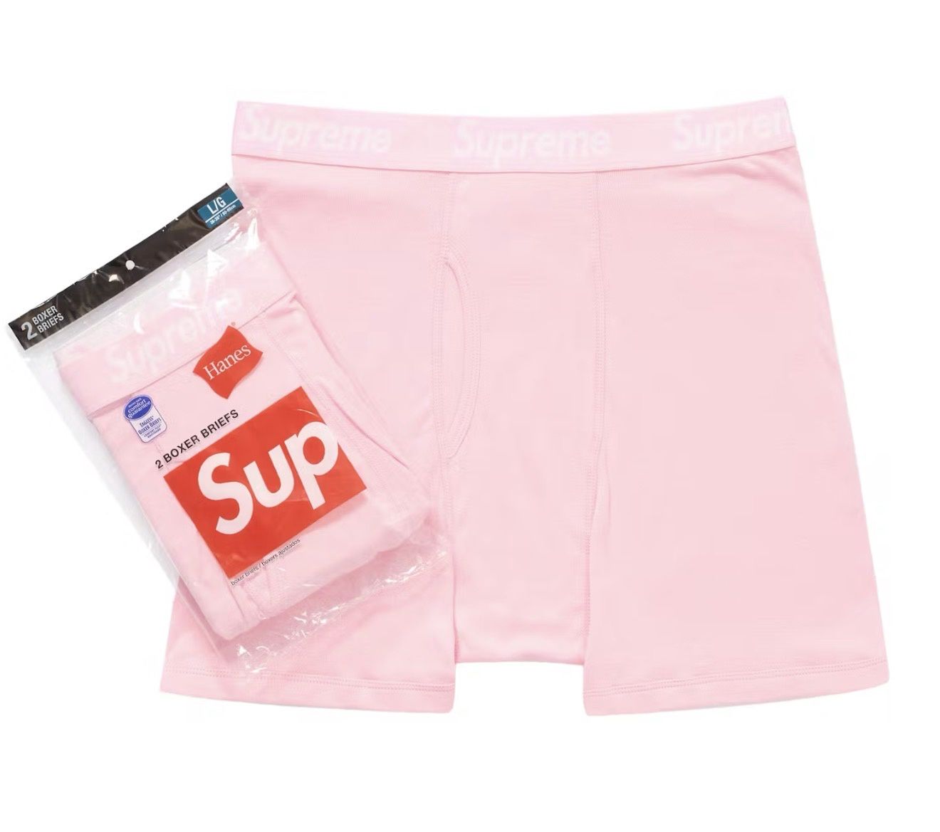Supreme Hanes Boxer Briefs (2 Pack) Pink Size Small