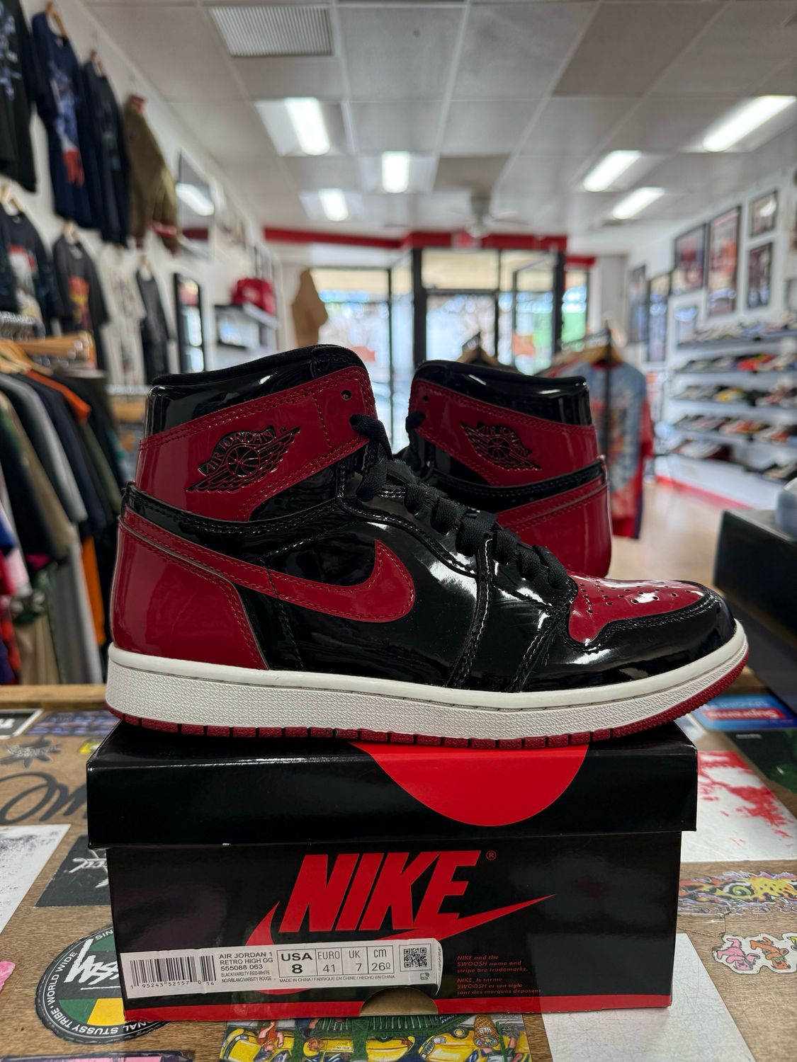 Pre Owned Jordan 1 Retro High OG Patent Bred Size 8