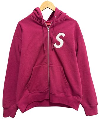 Supreme S Logo Zip Up Hooded Sweatshirt (FW25) Red Size M (Lightly Worn)