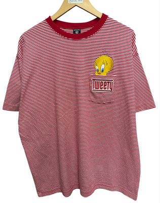 Vintage 1998 Tweety Bird Striped Tee Size Large