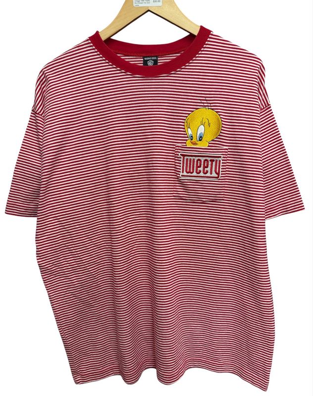 Vintage 1998 Tweety Bird Striped Tee Size Large