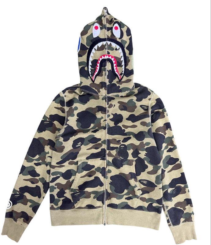 BAPE 1st Camo Shark Full Zip Hoodie Green Size Medium