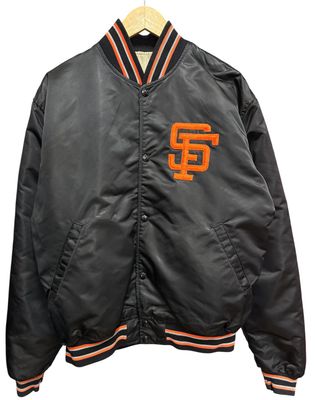 Vtg SF Giants Jacket Men Black Starter Diamond Bomber 80s Size XL