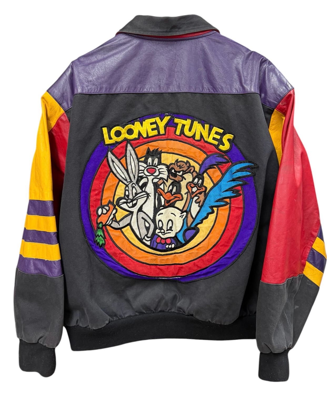 Vintage Looney Twins Jeff Hamilton Leather Bomber Jacket Size XL