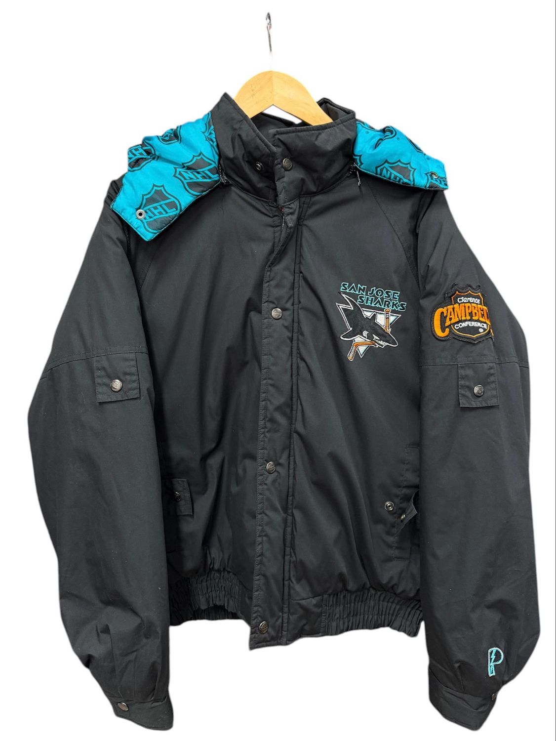 Vintage San Jose Sharks Pro Player Puffer Jacket Size Large