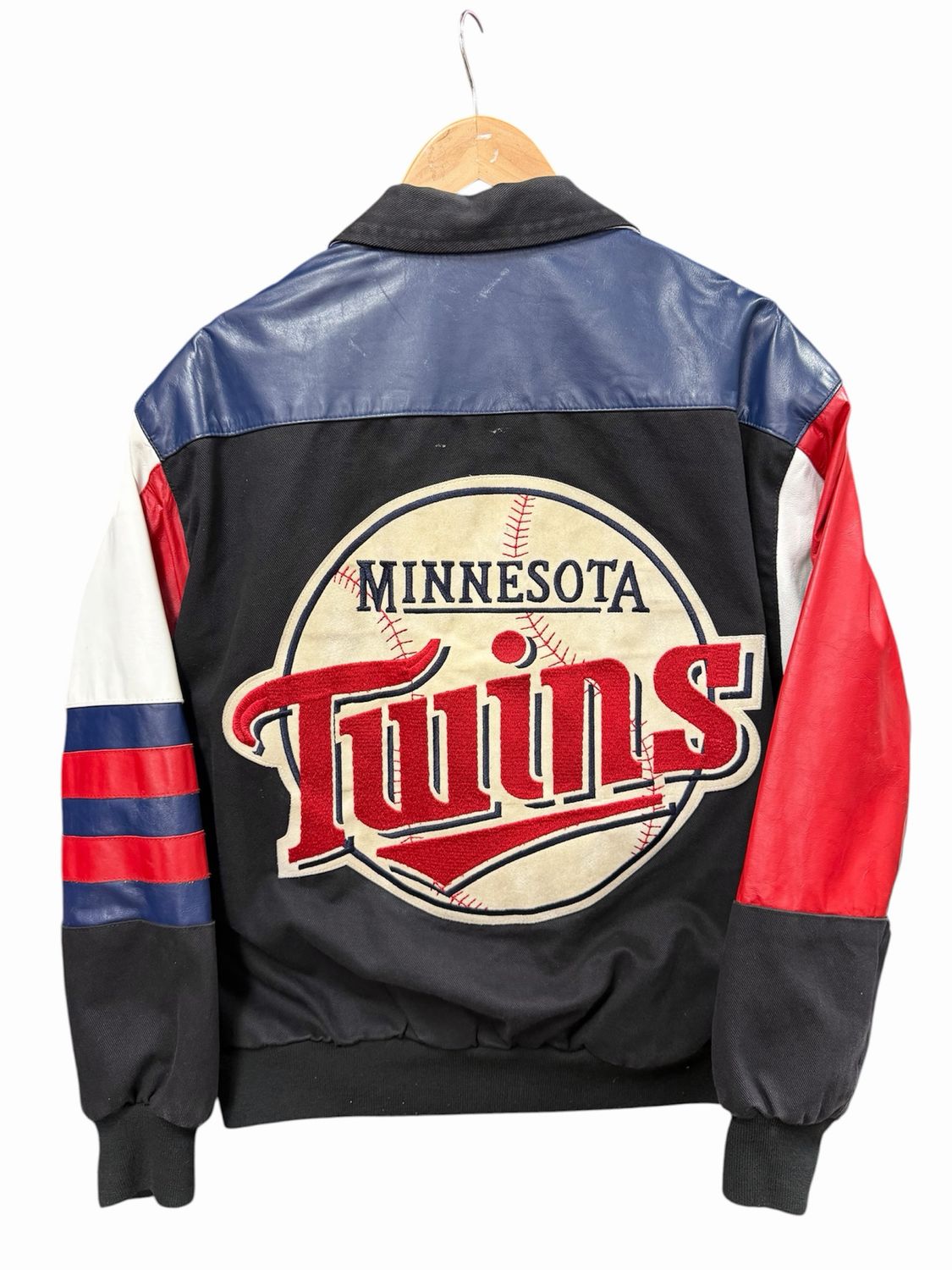 Vintage Minnesota Twins Jeff Hamilton Leather Bomber Jacket Size Medium