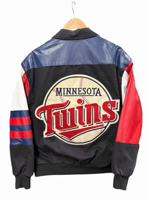 Vintage Minnesota Twins Jeff Hamilton Leather Bomber Jacket Size Medium