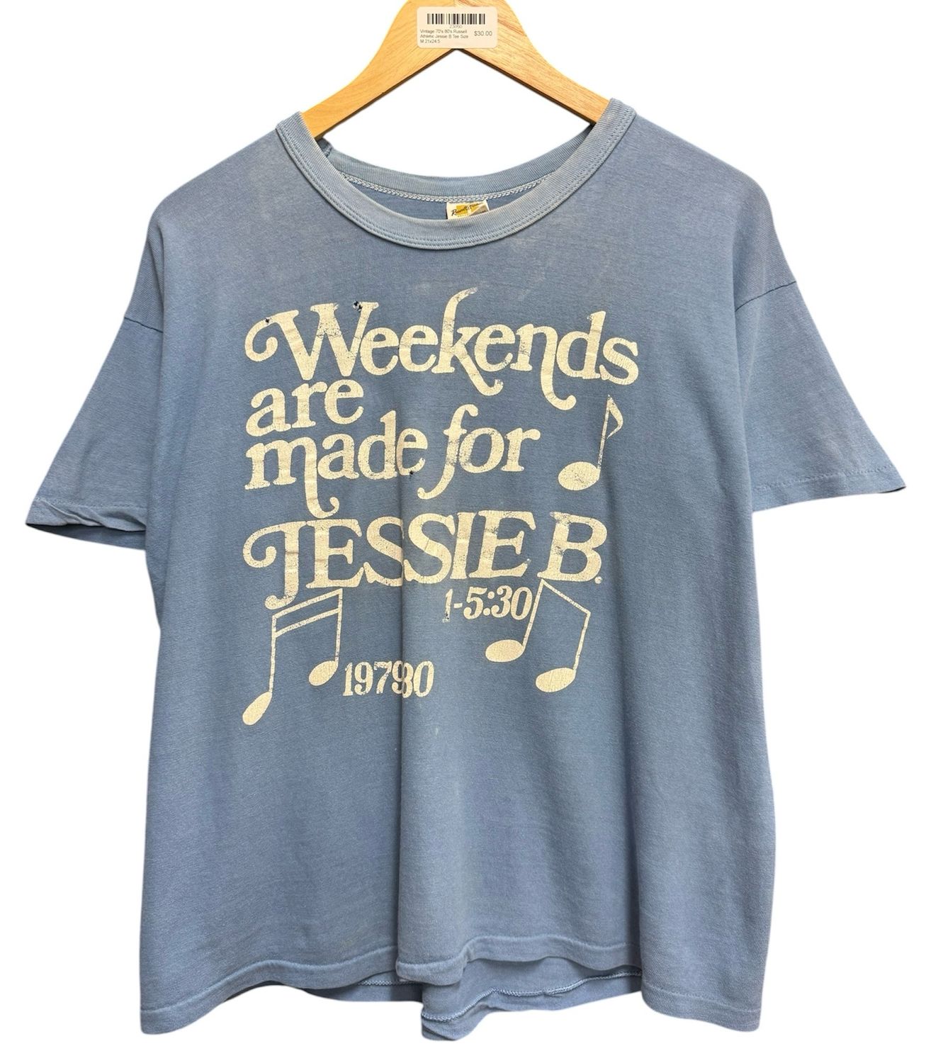 Vintage 70's 80's Russell Athletic Jessie B Tee Size M 21x24.5