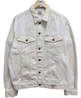 Vtg 90's GUESS Jean Jacket White Size Large