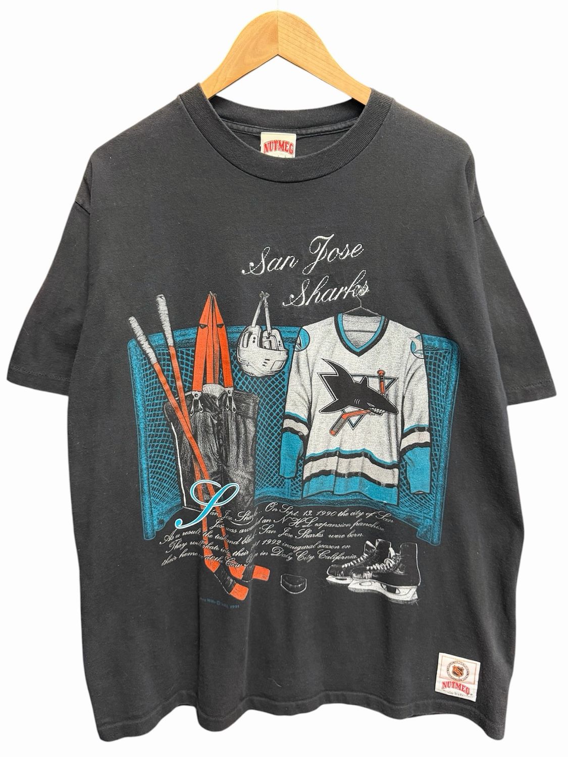90's San Jose Sharks Nutmeg Tee Size Large