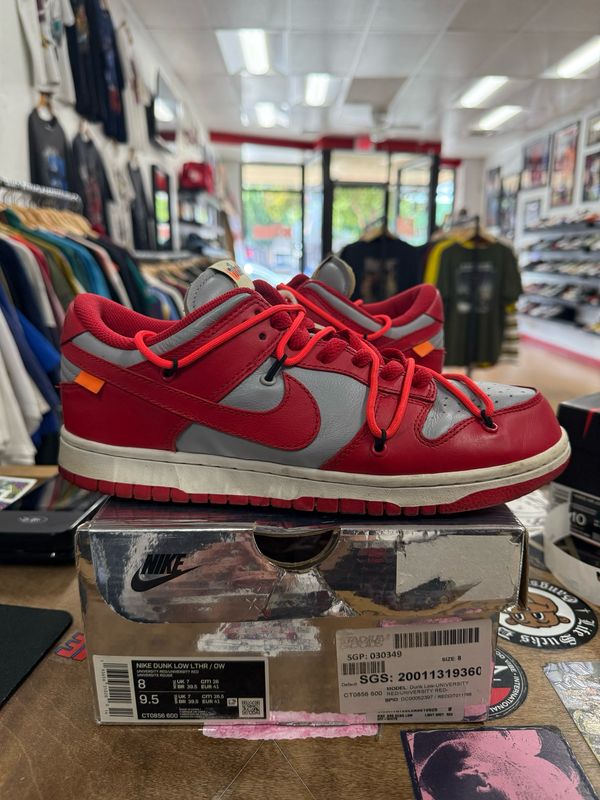Pre Owned Nike Dunk Low Off-White University Red Size 8