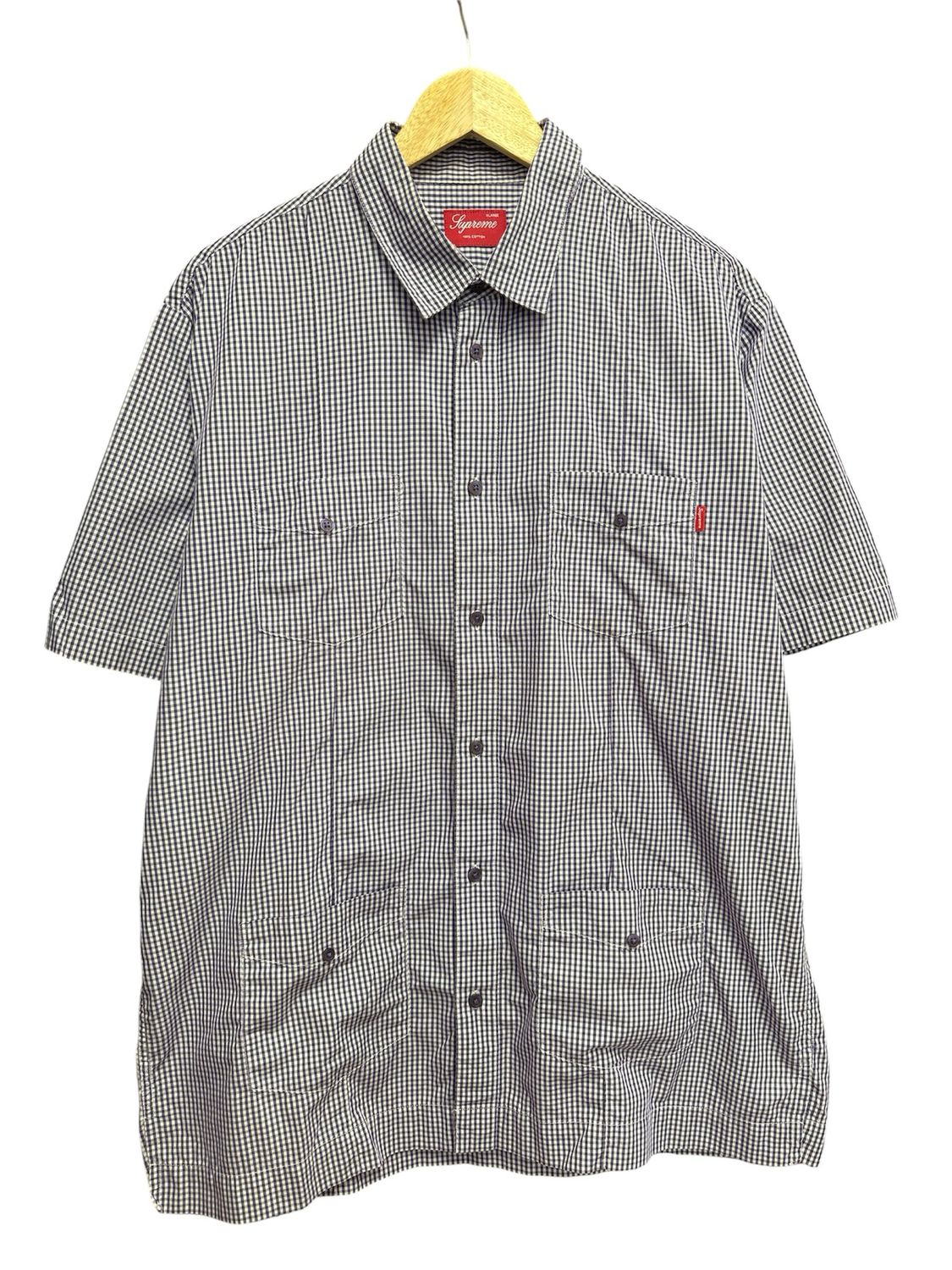 Pre Owned Supreme Gingham S/S Shirt Navy SS21 Size XL