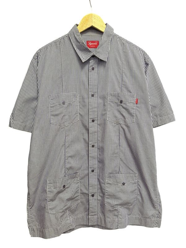 Pre Owned Supreme Gingham S/S Shirt Navy SS21 Size XL